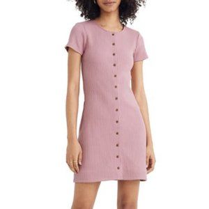 Madewell Button-Front Ribbed Mini Dress